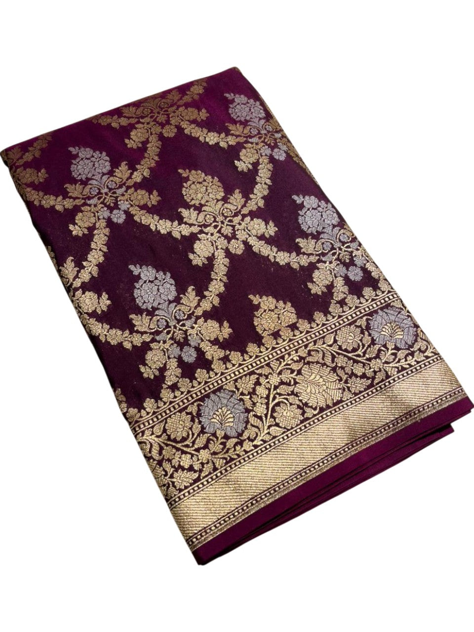Southloom Pure Banarasi Silk Saree with Woven Work on Body and Borders ( Purple)