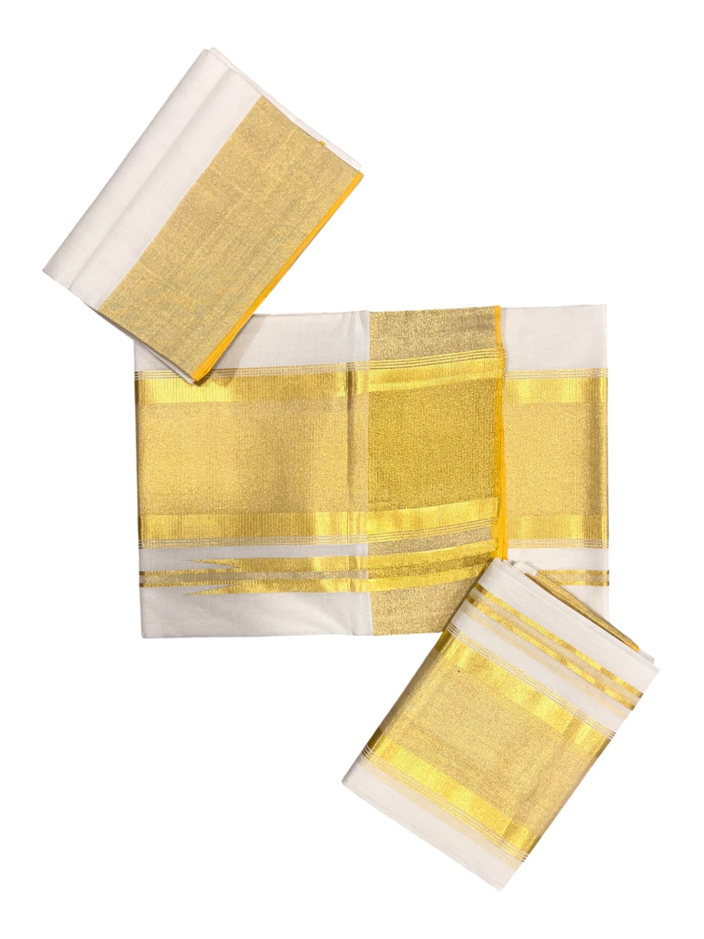 Southloom Premium Handloom Set Mundu with Kasavu and Golden Border (2.80 Mtr)