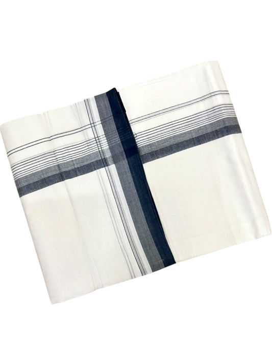 Southloom Pure Cotton Mundu with Blue Border (South Indian Kerala Dhoti)