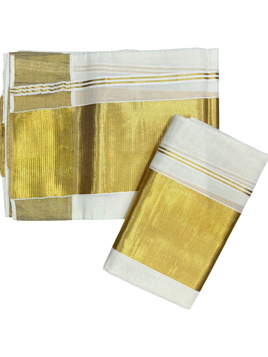 Kerala Cotton Plain Single Set Mundu (Mundum Neriyathum) with Half Fine 5 inch Border in 2.80 Mtrs
