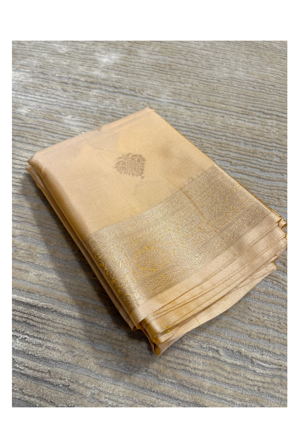 Southloom  Pastel Shade Silk Saree In Yellow With Woven Zari Borders And Butta Work Across Body