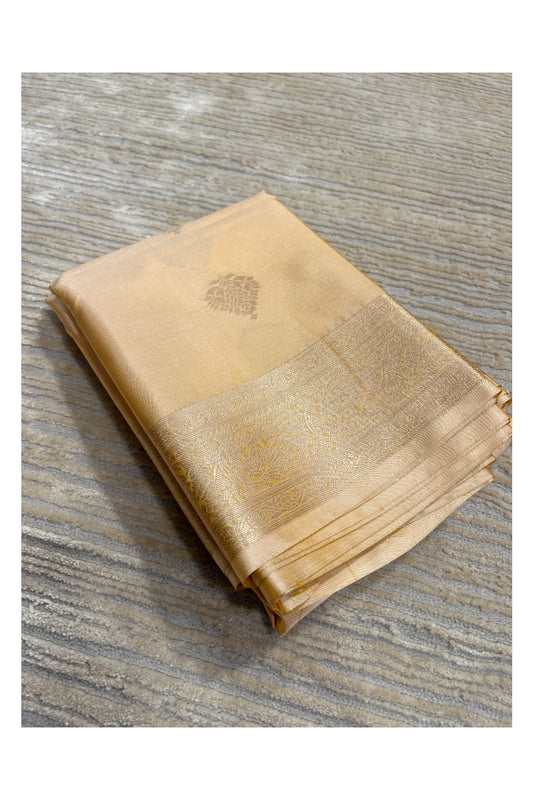 Southloom  Pastel Shade Silk Saree In Yellow With Woven Zari Borders And Butta Work Across Body