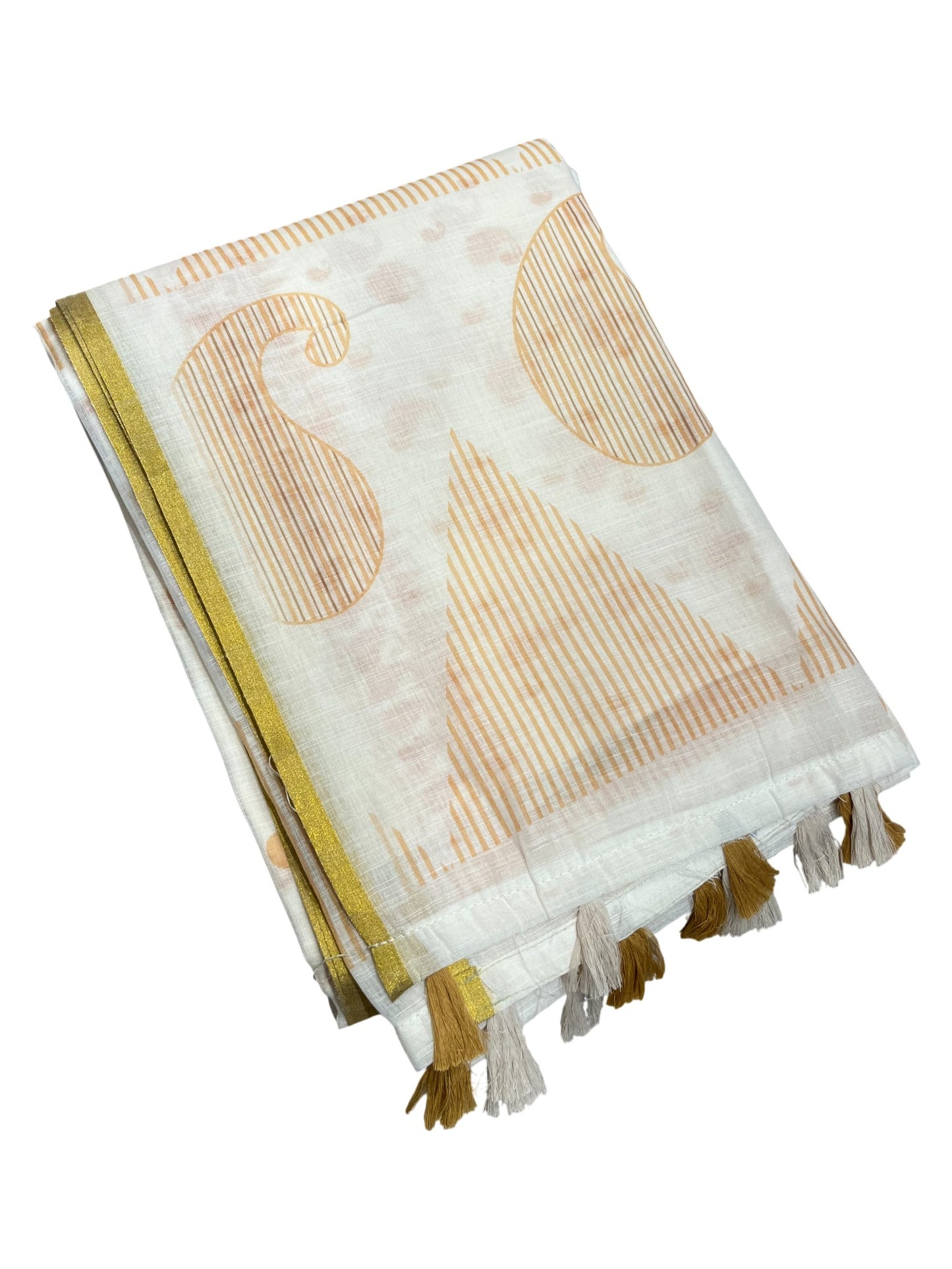 Southloom Cotton Saree with Floral Works Across Body in Beige