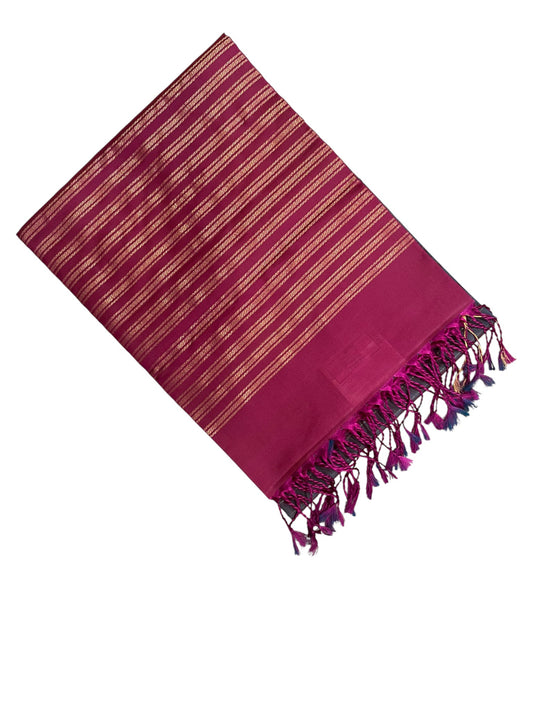 Southloom Pure Handloom Kanchipuram Silk Saree with Korvai Work (Magenta & Grey)