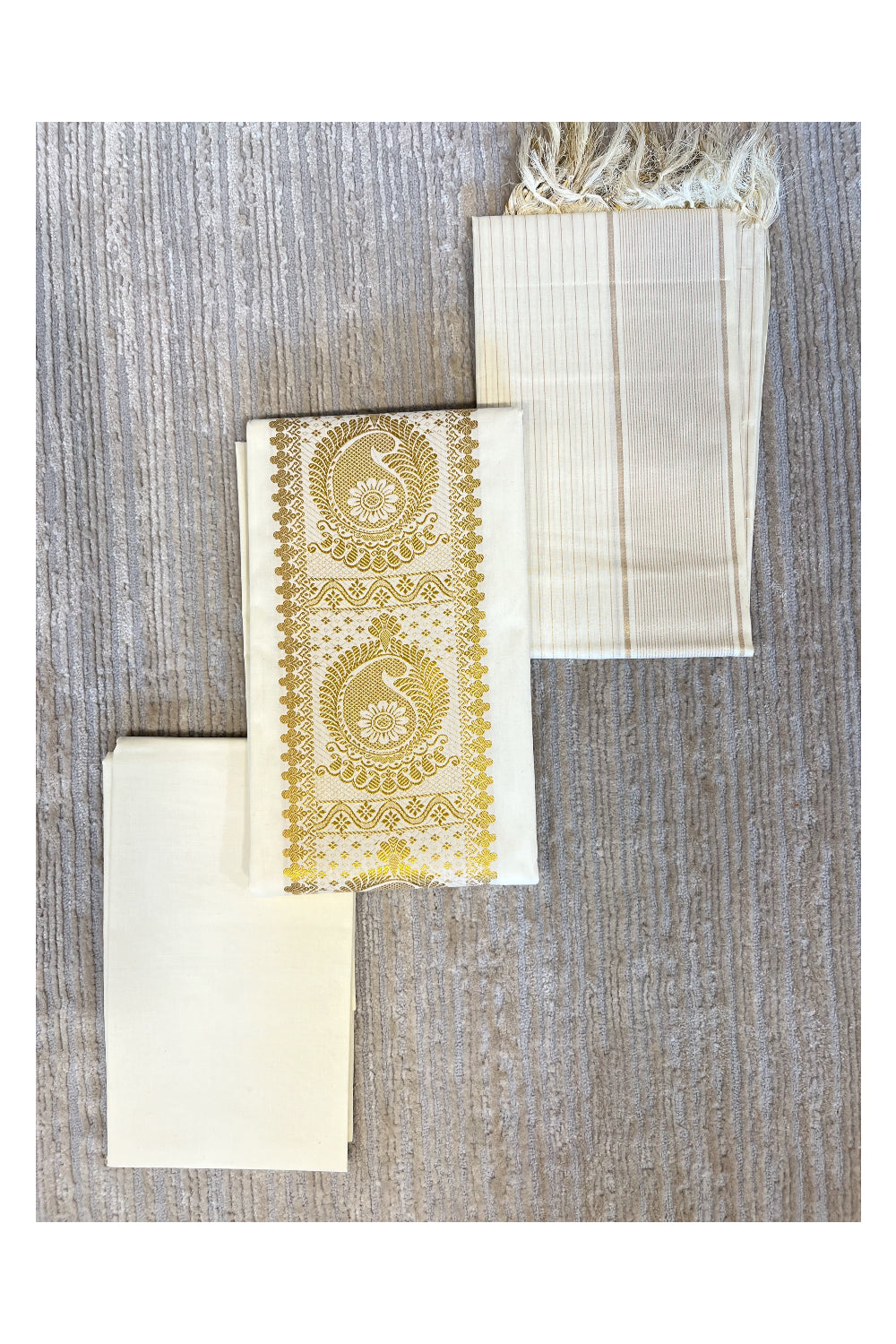 Southloom™ Cotton Churidar Salwar Suit Material with Gold Woven Work (include Lines Shawl / Dupatta)