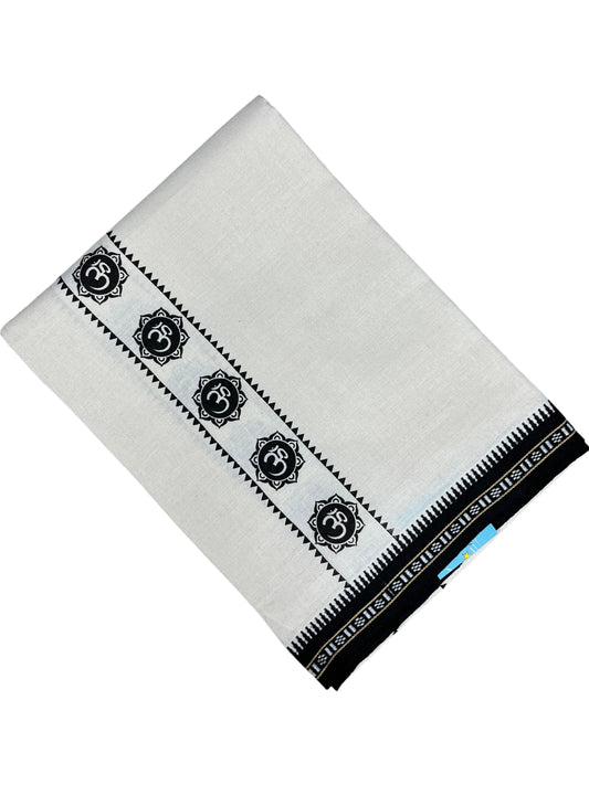 Southloom White Printed Single Mundu / Otta Mundu / Lungi (South Indian Kerala Dhoti)