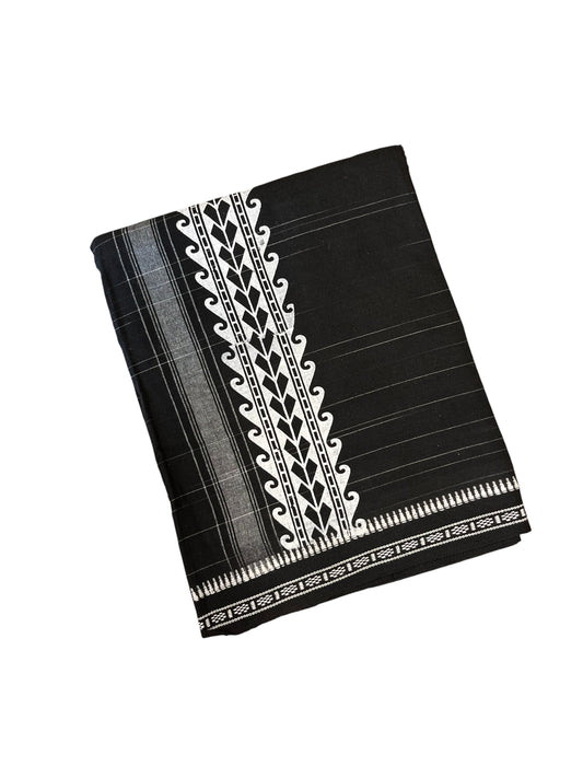 Southloom Black Printed Single Mundu / Otta Mundu / Lungi (South Indian Kerala Dhoti)