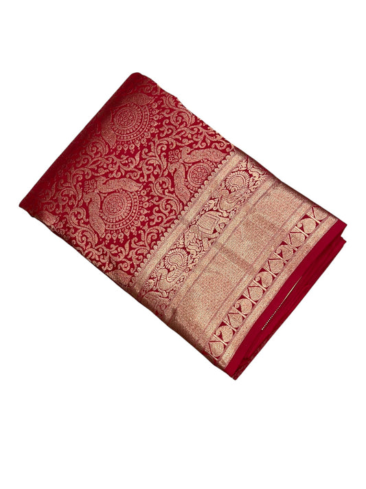 Southloom Pure Handloom Bridal Kanchipuram Silk Saree with Korvai Work