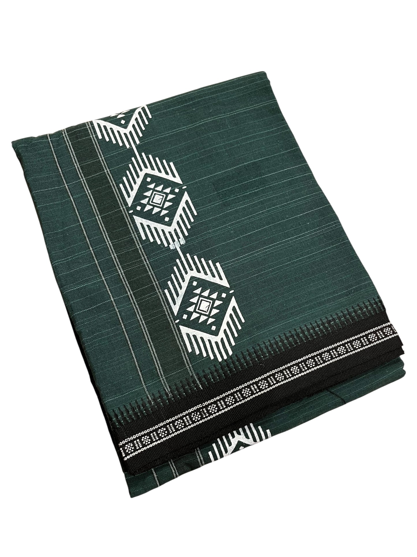 Southloom Green Printed Single Mundu / Otta Mundu / Lungi (South Indian Kerala Dhoti)
