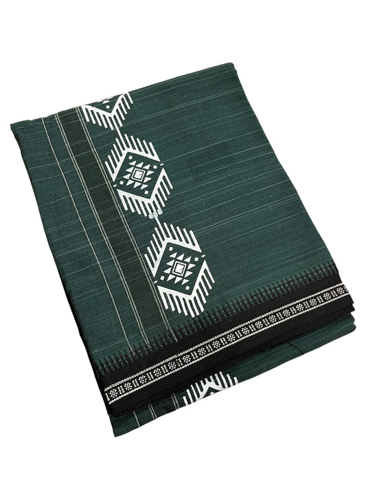 Southloom Green Printed Single Mundu / Otta Mundu / Lungi (South Indian Kerala Dhoti)