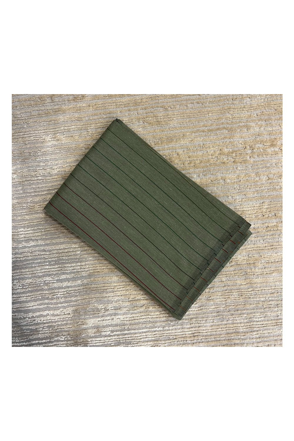 Southloom Kerala Cotton Saree with Lines on Body in Green