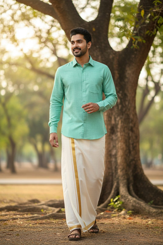 Southloom Pure Cotton Green Plain Shirt SLSHIRT 46 FS