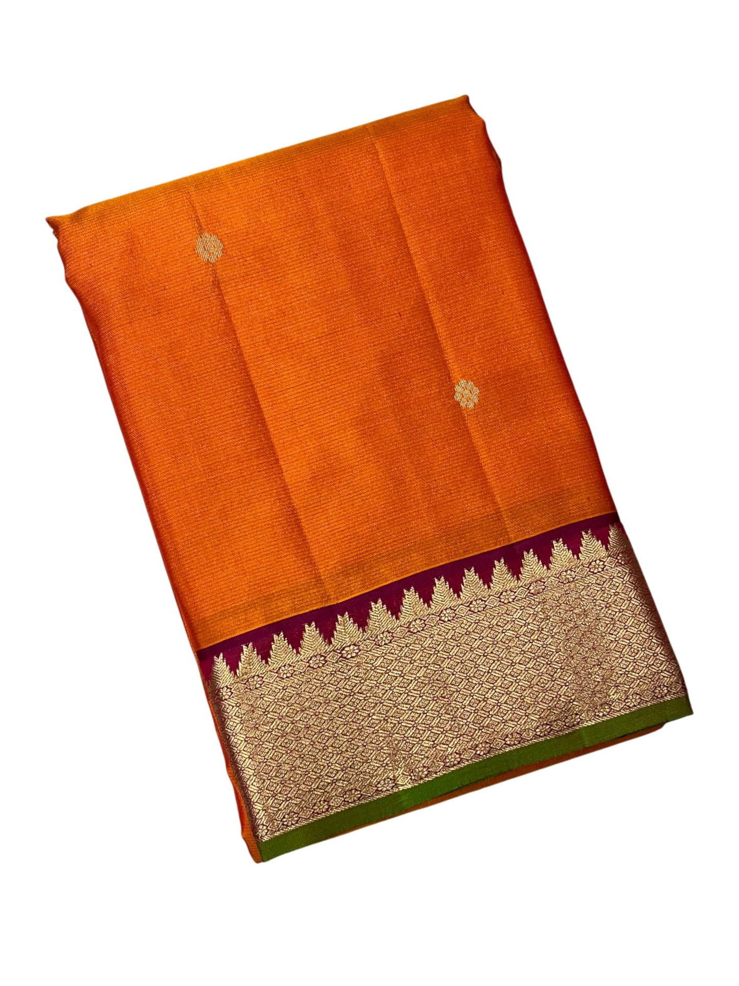 Southloom Pure Handloom Bridal Kanchipuram Silk Saree with Korvai Work (Orange & Magenta )