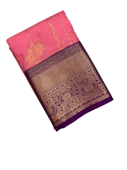 Southloom Banarasi Semi Silk Saree with Woven Work on Body (Pink)