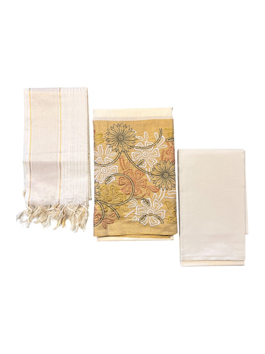 Southloom™ Cotton Churidar Salwar Suit Material with  Black Embroidery Work (include Lines Shawl / Dupatta)