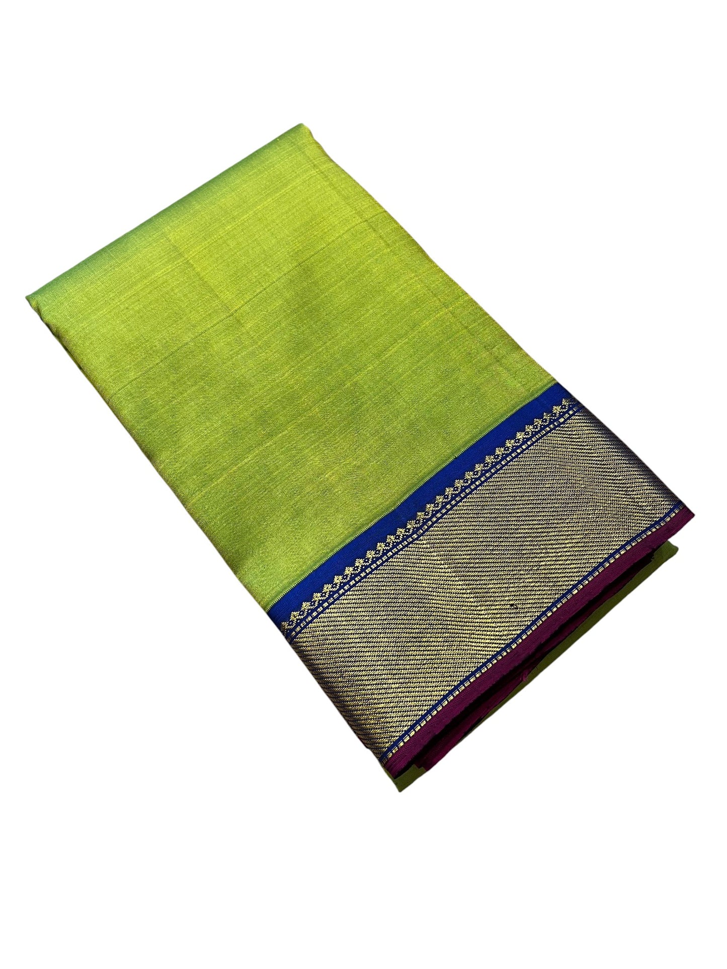 Southloom Pure Handloom Bridal Kanchipuram Silk Saree with Korvai Work (Green & Blue)