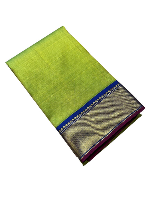 Southloom Pure Handloom Bridal Kanchipuram Silk Saree with Korvai Work (Green & Blue)