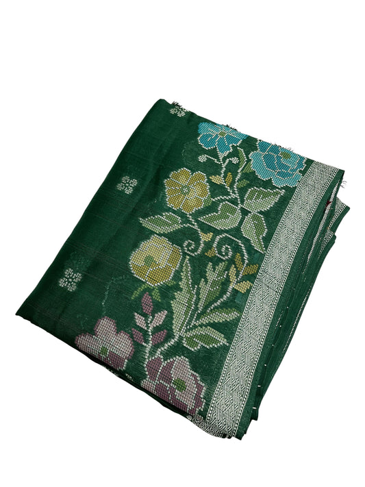 Southloom Banarasi Silk Saree with Woven Work on Body and Borders (Green & Purple)