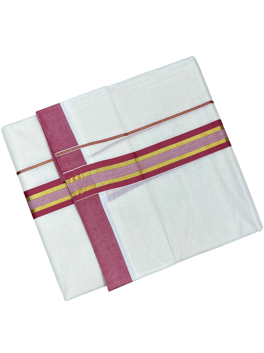 Southloom Pure Cotton Mundu with Red Border (South Indian Kerala Dhoti)