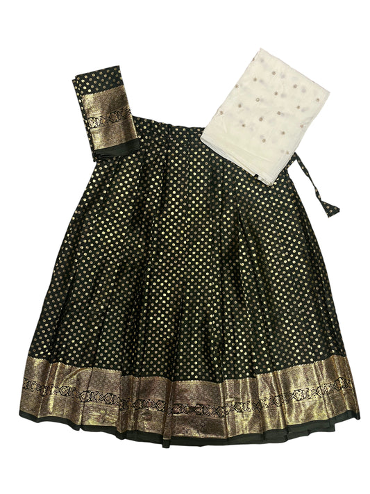 Southloom Semi Stitched Dhavani Set with Pavada and Green Blouse Piece