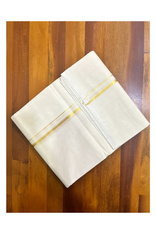 Premium Balaramapuram Handloom Unakkupaavu Cotton Double Mundu with 0.25 inch Kasavu Border (Vishu 2024 Collection)