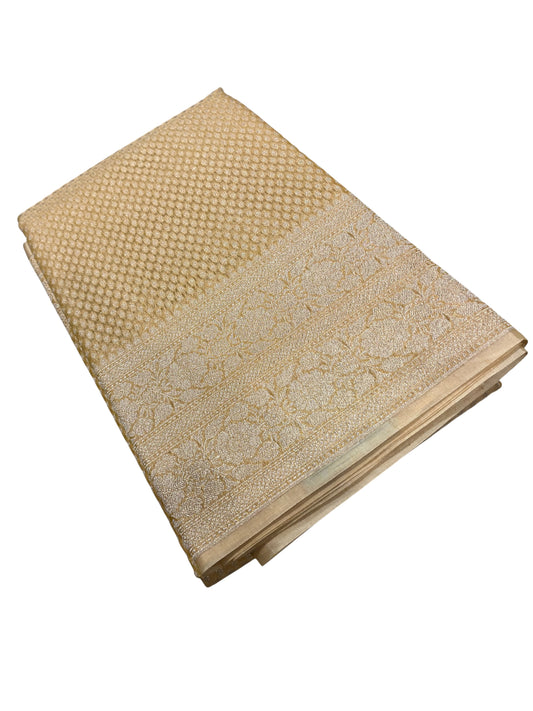 Southloom Cotton Banarasi Silk Saree with Woven Work on Body and Borders(Yellow)