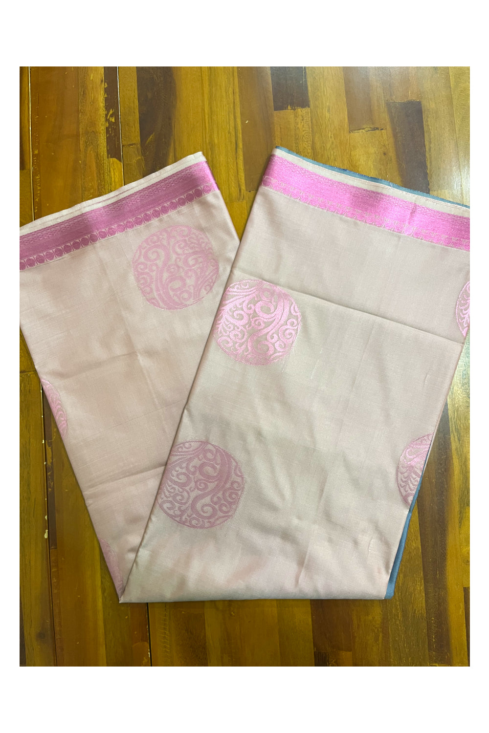 Southloom Soft Silk Pink Designer Woven Saree with Heavy Work on Pallu