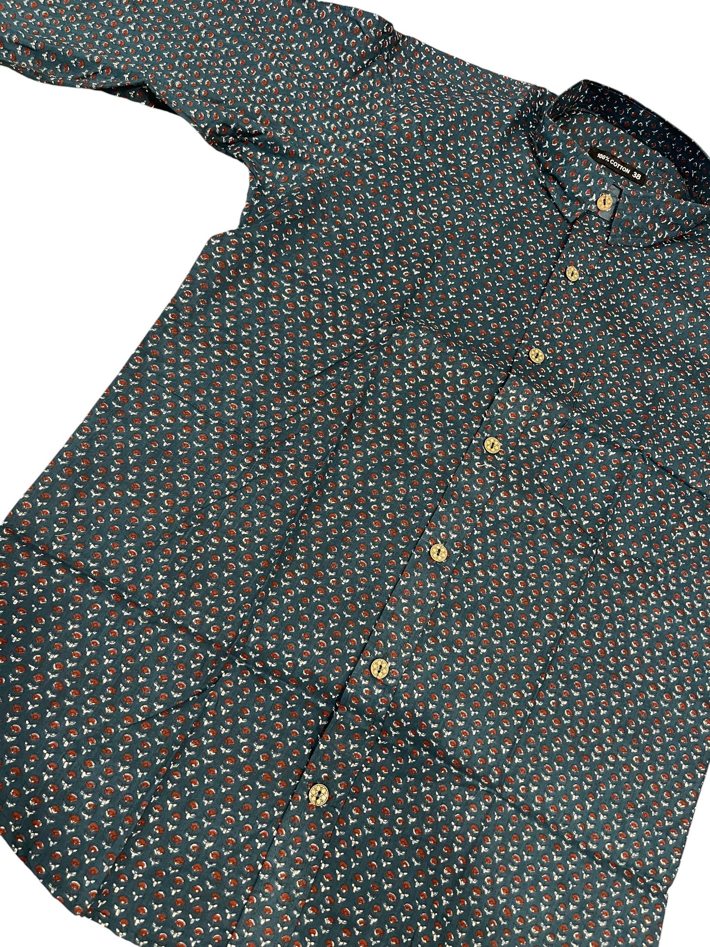 Southloom Jaipur Pure Cotton Block Printed Shirt for Men (Medium)