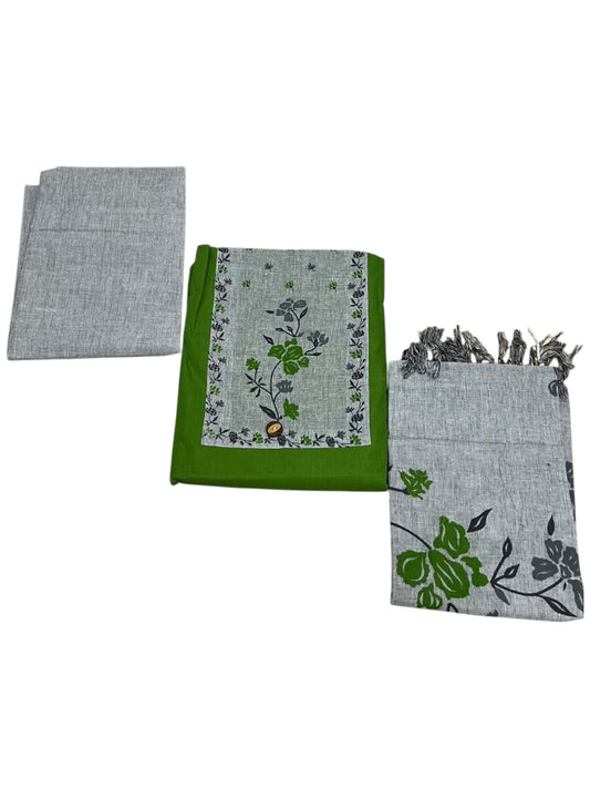 Southloom™ Cotton  3 Piece Green Salwar Material with Woven  Work