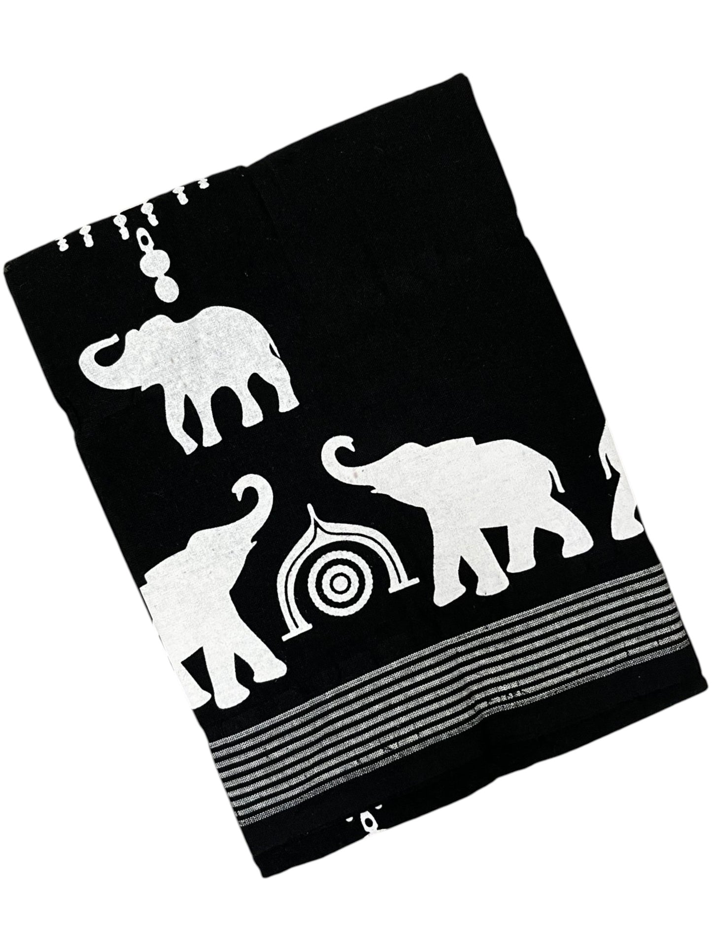 Southloom Black Printed Single Mundu / Otta Mundu / Lungi (South Indian Kerala Dhoti) SL319