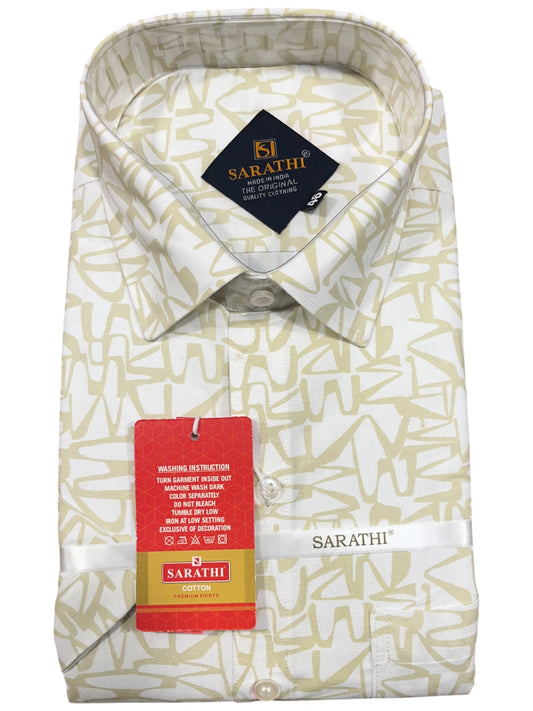 Southloom Pure Cotton Pastel Yellow Printed Shirt (46 HS)