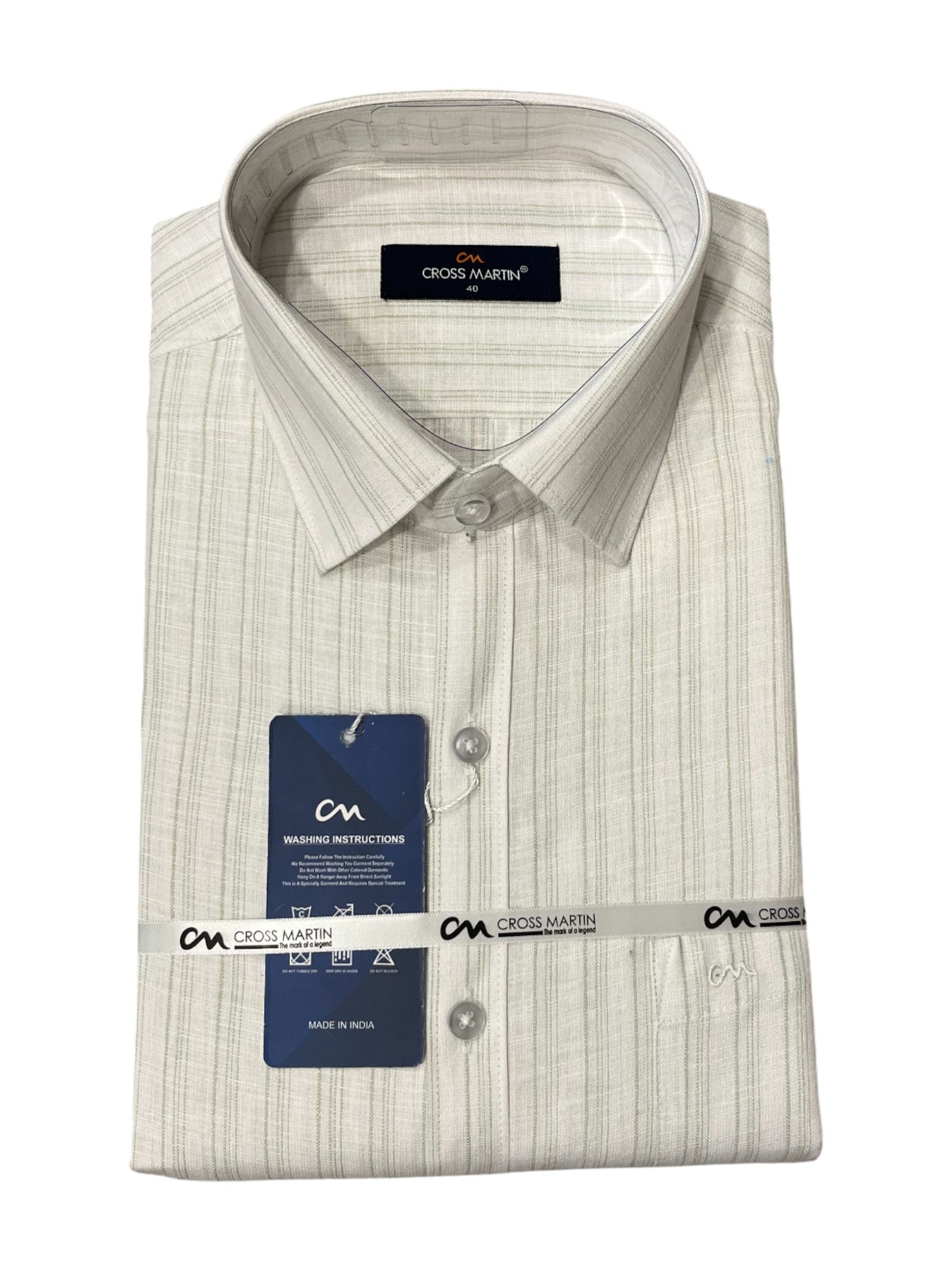 Southloom Pure Cotton Green Lines Shirt (40 FS)