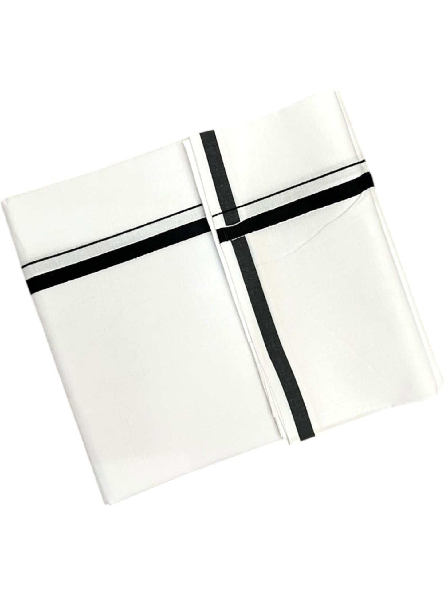Southloom Pure White Cotton Single Mundu with Black Border (South Indian Kerala Dhoti)