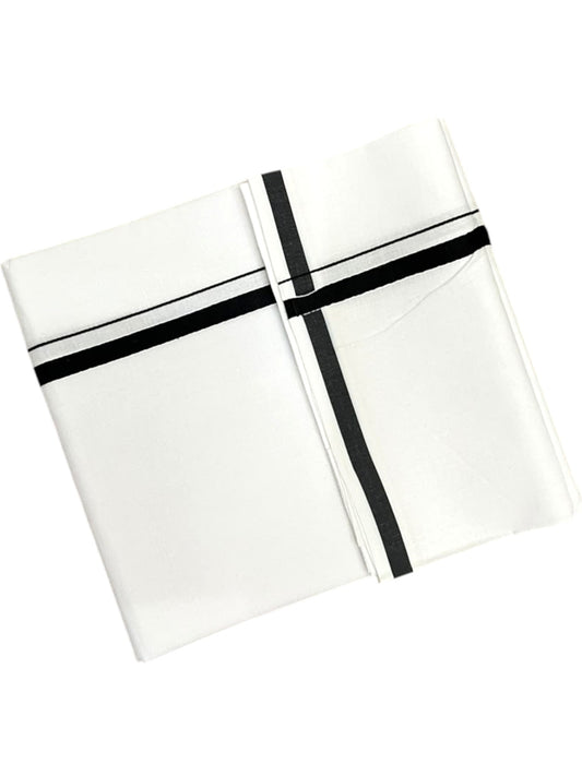 Southloom Pure White Cotton Single Mundu with Black Border (South Indian Kerala Dhoti)