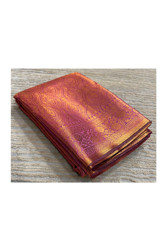 Southloom Banarasi  Silk Brocade Bridal Saree WIth Woven Borders And Blouse Piece in Pink And Gold