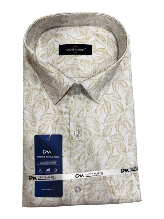 Southloom Pure Cotton Off-White Printed Shirt (44 FS)