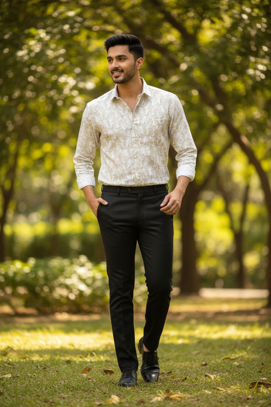 Southloom Pure Cotton Off-White Printed Shirt SLSHIRT 44 FS
