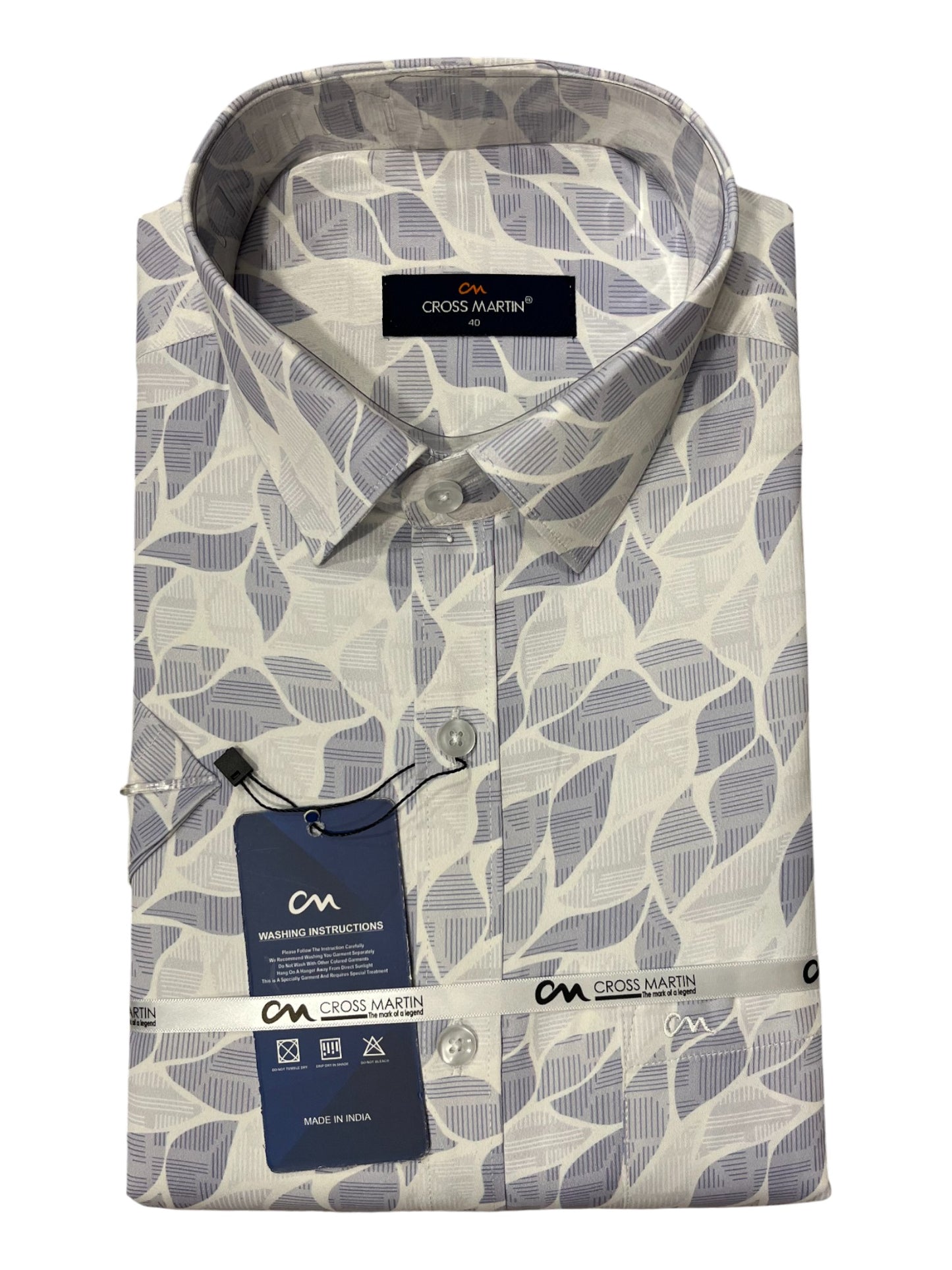 Southloom Pure Cotton Blue Printed Shirt (40 HS)