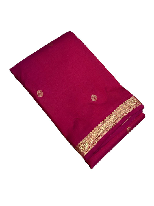 Southloom Premium Handloom Bridal Kanchipuram Silk Saree with Butta Work (Magenta)