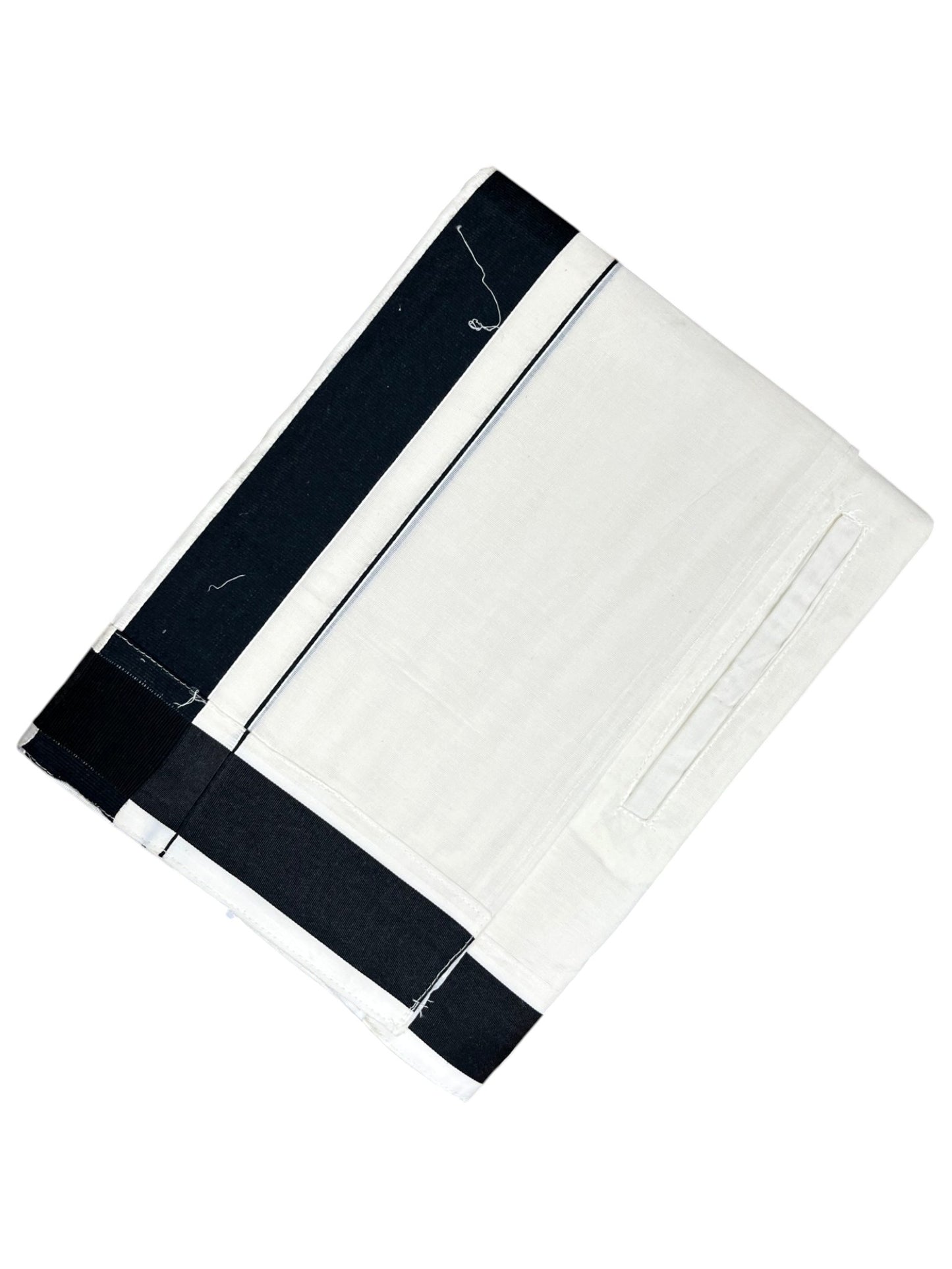 Southloom Kerala Cotton Velcro Mundu with Black Border (South Indian Kerala Dhoti) in 3.85 mtrs