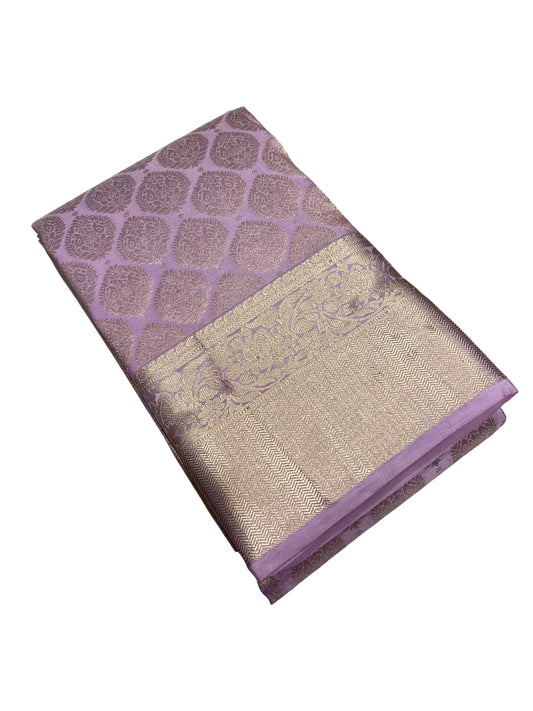 Southloom Pure Handloom Bridal Kanchipuram Silk Saree with Korvai Work (Lavender)