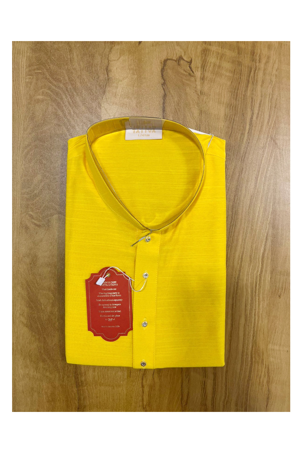 Southloom Semi Silk Short Kurta for Men in Yellow Colour