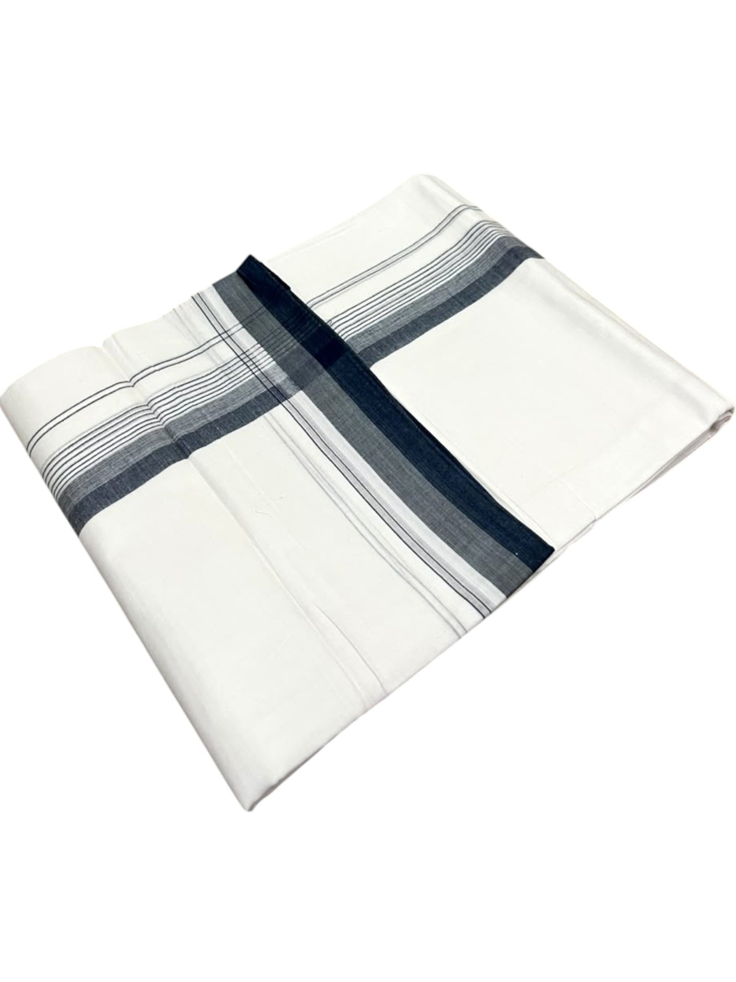 Southloom Pure Cotton Mundu with Blue Border (South Indian Kerala Dhoti)