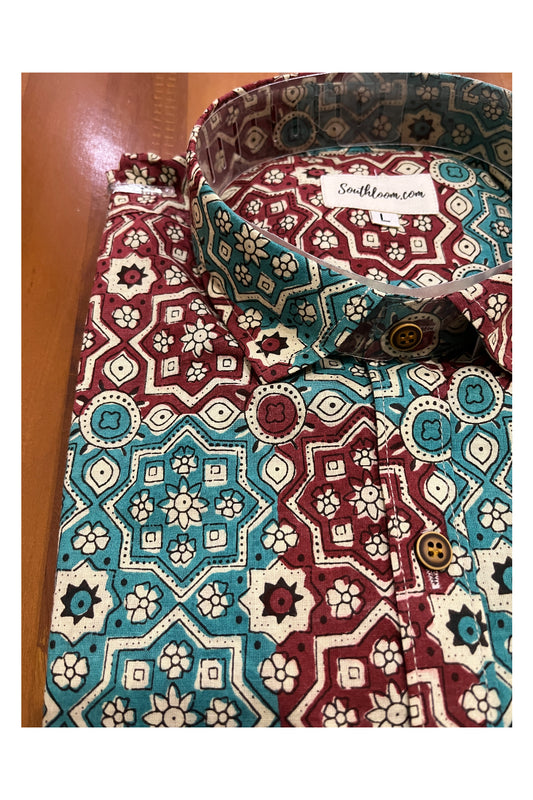 Southloom Jaipur Cotton Multi Coloured Hand Block Printed Shirt (Full Sleeves)