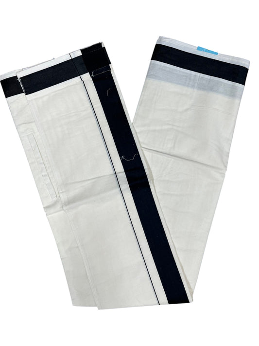 Southloom Kerala Cotton Velcro Mundu with Black Border (South Indian Kerala Dhoti) in 3.85 mtrs