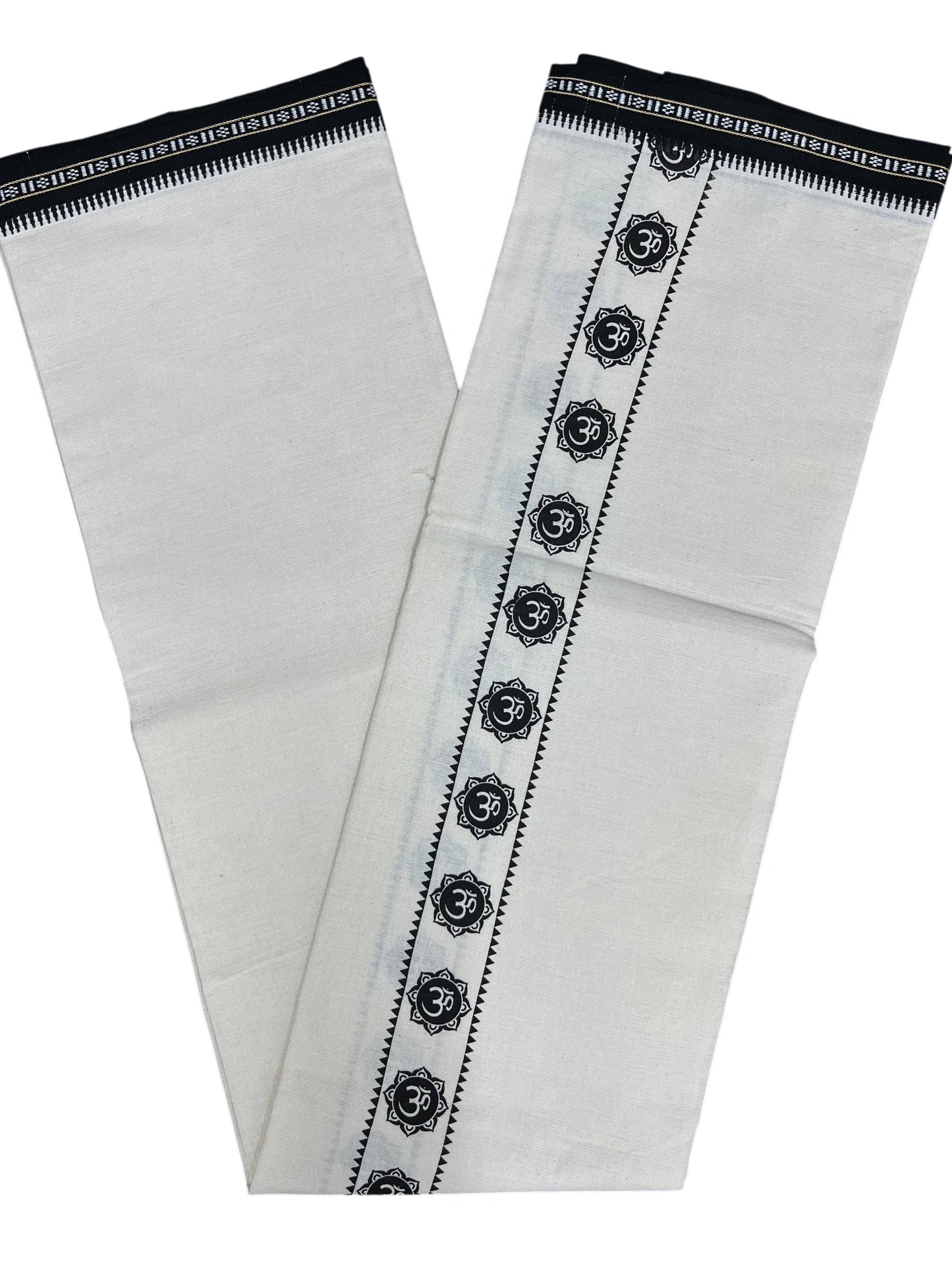 Southloom White Printed Single Mundu / Otta Mundu / Lungi (South Indian Kerala Dhoti)