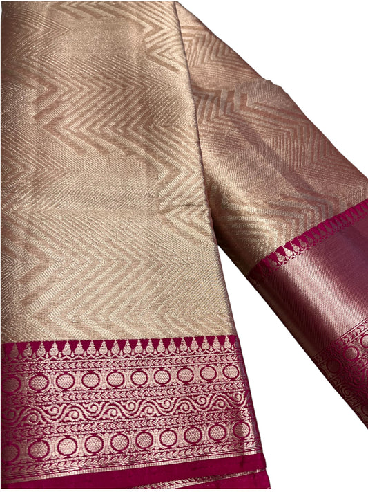 Southloom Semi Banarasi Katan Tissue Saree with Woven Work on Body and Borders