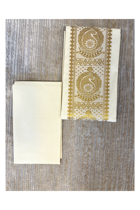 Southloom™ Cotton Churidar Salwar Suit Material with Gold Woven Work (include Lines Shawl / Dupatta)