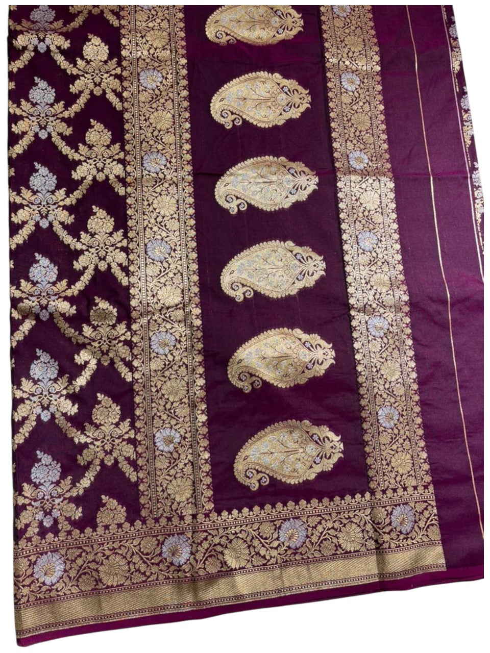 Southloom Pure Banarasi Silk Saree with Woven Work on Body and Borders ( Purple)
