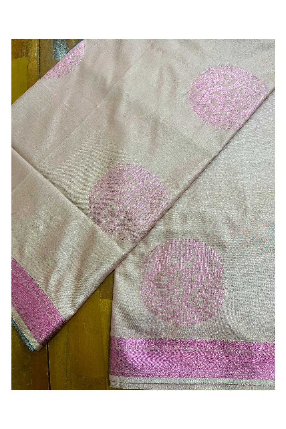 Southloom Soft Silk Pink Designer Woven Saree with Heavy Work on Pallu